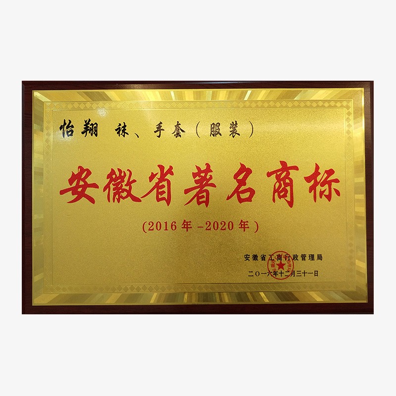 2016-2020年安徽省著名商标