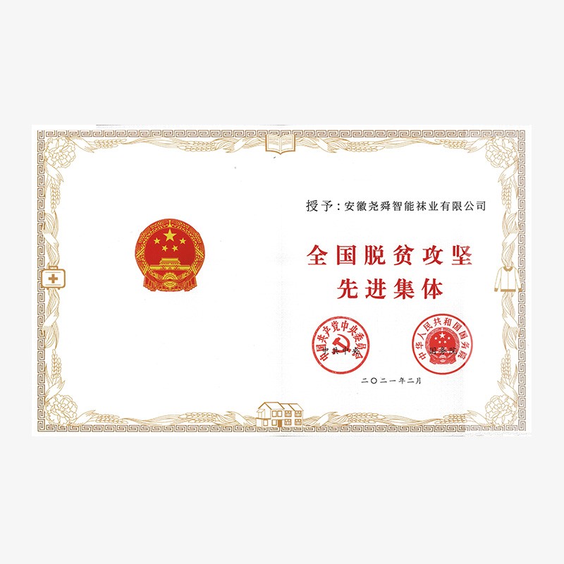 全国脱贫攻坚先进集体证书